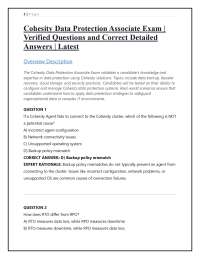 Cohesity Data Protection Associate Exam | Verified Questions and Correct Detailed Answers