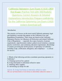 California Optometry Law Exam (CALE) 2025 Test Exam Practice Test with 100 Realistic Ques
