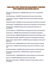 TRMA 30063 PORT OPERATION MANAGEMENT OVERVIEW WITH COMPLETE SOLUTIONS 2026-27!!