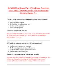 HCA100 Final Exam (Part 1)Test Exam Questions And Correct Detailed Answers (Verified Ans