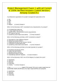 Project Management Exam 1 with all Correct & 100% Verified Answers |Latest Version |Alread