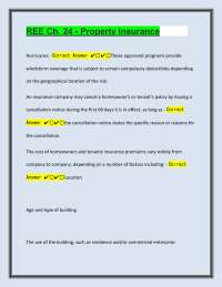 REE Ch. 24 - Property Insurance Questions and Answers That Predict Success