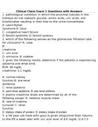 Clinical Chem Exam 1 Questions with Answers