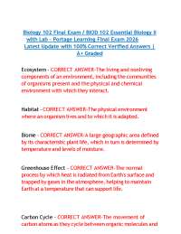 Biology 102 Final Exam / BIOD 102 Essential Biology II with Lab – Portage Learning Final