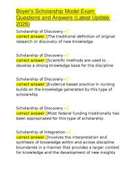 Boyer's Scholarship Model Exam Questions and Answers (Latest Update 2026)