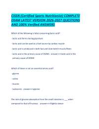 CISSN (Certified Sports Nutritionist) COMPLETE EXAM LATEST VERSION 2026-2027 QUESTIONS AND