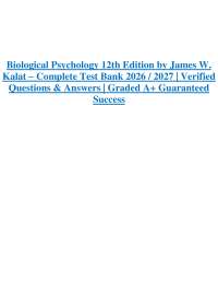 Biological Psychology 12th Edition by James W. Kalat – Complete Test Bank 2026 / 2027 |