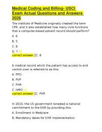 Medical Coding and Billing- USCI Exam Actual Questions and Answers 2026