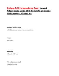 Indiana RCA Jurisprudence Exam Newest Study Guide With Complete Questions And Answers