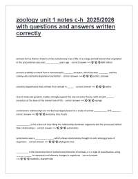 Zoology Unit 1 Notes (C–H) 2025/2026 | Complete Study Notes with Verified Questions and Co