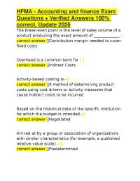 HFMA - Accounting and finance Exam Questions + Verified Answers 100% correct, Update 2026