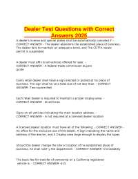 Dealer Test Questions 2026 – Exam Questions with Correct Answers PDF