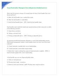 Texas Food safety Managers Test with precise detailed answers