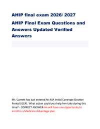 AHIP final exam 2026/ 2027 AHIP Final Exam Questions and Answers Updated Verified Answers