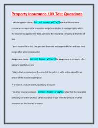 Property Insurance 109 Master Questions & Answers for Top Grades |2025/2026