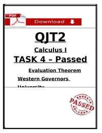 QJT2 Task 4 Passed (2026) – Calculus I Evaluation Theorem | WGU