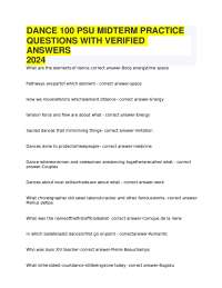DANCE 100 PSU Midterm Practice Questions with Verified Answers 2026 – Complete Study Guide