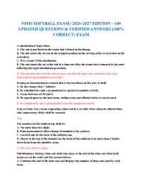 NFHS SOFTBALL EXAM | 2026–2027 EDITION – 100 UPDATED QUESTIONS & VERIFIED ANSWERS (100% )