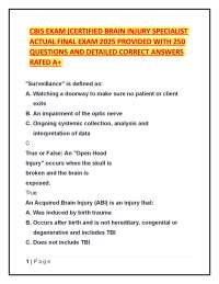 Certified Brain Injury Specialist (CBIS) Final Exam 2025 – Actual Questions & Verified Ans