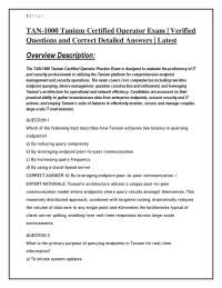 TAN-1000 Tanium Certified Operator Exam | Verified Questions and Correct Detailed Answers