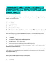 Dental Hygiene NBDHE review COMPLETE EXAM LATEST VERSION 2026-2027 QUESTIONS AND 100% Veri