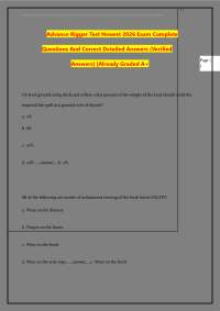 Advance Rigger Test Newest 2026 Exam Complete Questions And Correct Detailed Answers (Ver