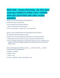 EEOB 2520 – Human Physiology -The Ohio State University COMPLETE EXAM LATEST VERSION 2026-