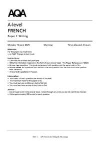 2025 AQA A-Level French Paper 2 Writing Verified Exam +Marking Scheme Merged