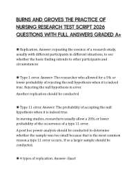 BURNS AND GROVES THE PRACTICE OF NURSING RESEARCH TEST SCRIPT 2026 QUESTIONS WITH FULL ANS