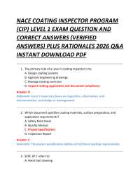 NACE COATING INSPECTOR PROGRAM (CIP) LEVEL 1 EXAM QUESTION AND CORRECT ANSWERS