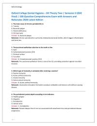 Oxford College Dental Hygiene – DH Theory Two | Semester II (0HE Final) | 100-Question Co