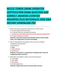 NCCCO TOWER CRANE OPERATOR CERTIFICATION EXAM QUESTION AND CORRECT ANSWERS