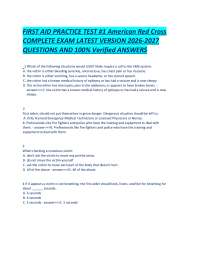 FIRST AID PRACTICE TEST #1 American Red Cross COMPLETE EXAM LATEST VERSION 2026-2027 QUEST