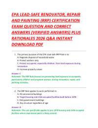 EPA LEAD-SAFE RENOVATOR, REPAIR AND PAINTING (RRP) CERTIFICATION EXAM QUESTION