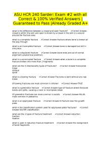 ASU HCR 240 Sarder: Exam #2 with all Correct & 100% Verified Answers |Guaranteed to Pass |