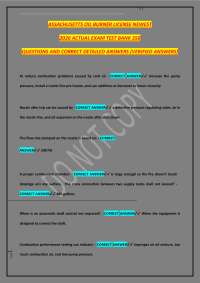 ASSACHUSETTS OIL BURNER LICENSE NEWEST 2026 ACTUAL EXAM TEST BANK 350 QUESTIONS AND CORR