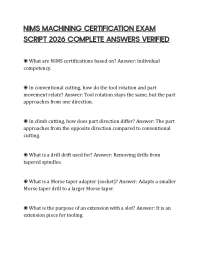 NIMS MACHINING CERTIFICATION EXAM SCRIPT 2026 COMPLETE ANSWERS VERIFIED
