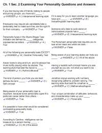 Ch. 1 Sec. 2 Examining Your Personality Questions