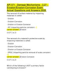 API 571 - Damage Mechanisms - 3.27 - Erosion/Erosion-Corrosion Exam Actual Questions and A