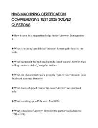 NIMS MACHINING CERTIFICATION COMPREHENSIVE TEST 2026 SOLVED QUESTIONS