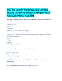 EXSS 175 (Human Anatomy) Final COMPLETE EXAM LATEST VERSION 2026-2027 QUESTIONS AND 100% V