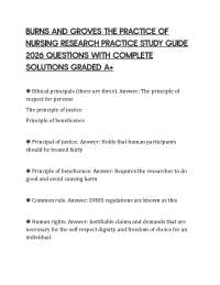 BURNS AND GROVES THE PRACTICE OF NURSING RESEARCH PRACTICE STUDY GUIDE 2026 QUESTIONS WITH