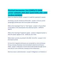Electrical Journeyman Test COMPLETE EXAM LATEST VERSION 2026-2027 QUESTIONS AND 100% Verif