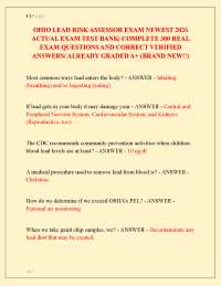 OHIO LEAD RISK ASSESSOR EXAM NEWEST 2026 ACTUAL EXAM TESTBANK WITH 300 REAL EXAM QUESTIONS