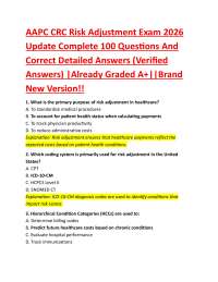 AAPC CRC Risk Adjustment Exam 2026 Update Complete 100 Questions And Correct Detailed An