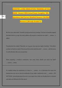 ASSISTED LIVING MEDICATION TRAINING ACTUAL EXAM Newest 2026 Actual Exam Complete 100+ Q