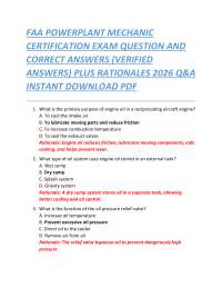FAA POWERPLANT MECHANIC CERTIFICATION EXAM QUESTION AND CORRECT ANSWERS