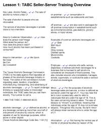 Lesson 1 TABC Seller-Server Training Overview.