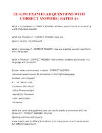EC-6 391 Exam ELAR Questions with Correct Answers 2026 | Rated A+