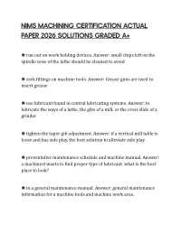 NIMS MACHINING CERTIFICATION ACTUAL PAPER 2026 SOLUTIONS GRADED A+